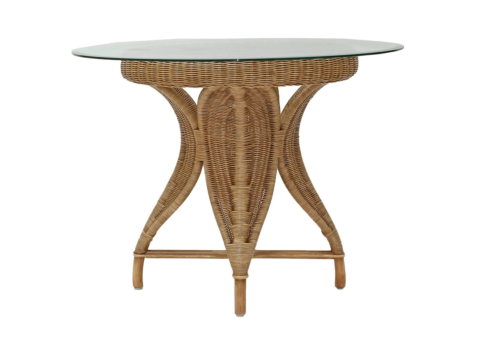 Round cane online dining table